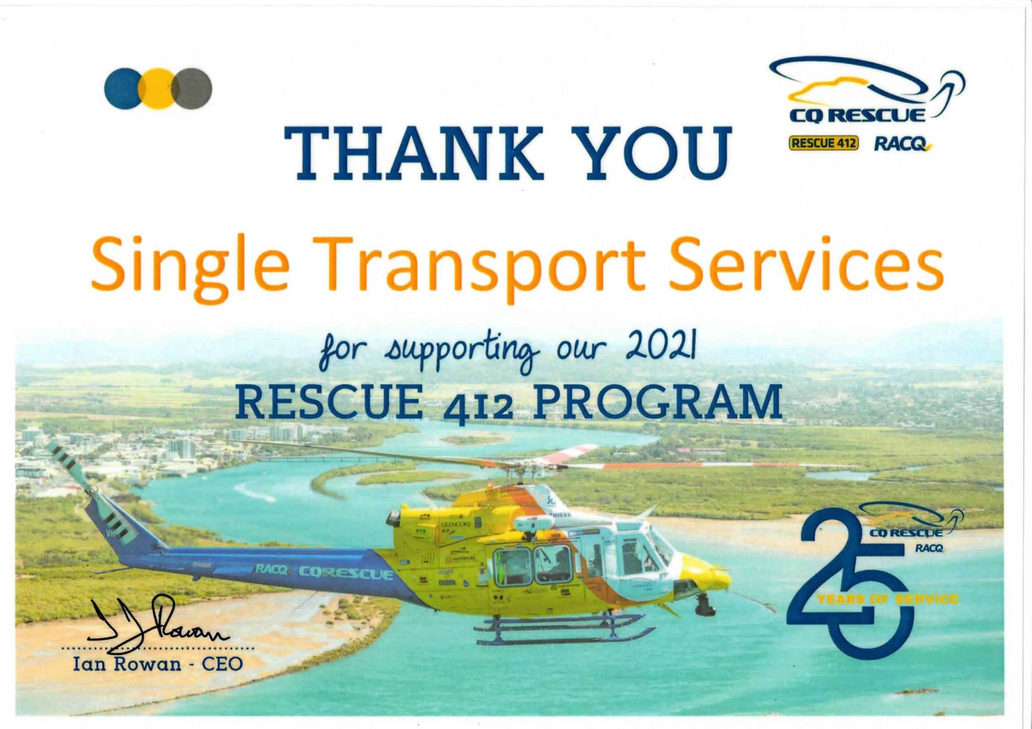 Rescue Certificate Single Transport Services